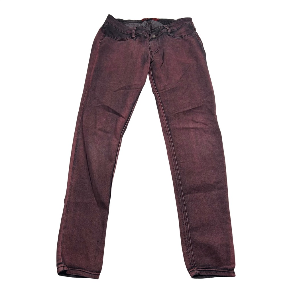 Tripp NYC Skinny Jeans Womens Size 9 Burgundy Black Acid Wash Low Rise Edgy Goth